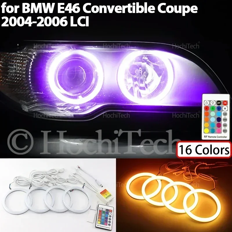 

Для BMW E46 Convertible Coupe 2004 2005 2006 LCI Accessorie 16 цветов ультра яркий RGB хлопок ангельские глазки комплект кольцо с дистанционным управлением