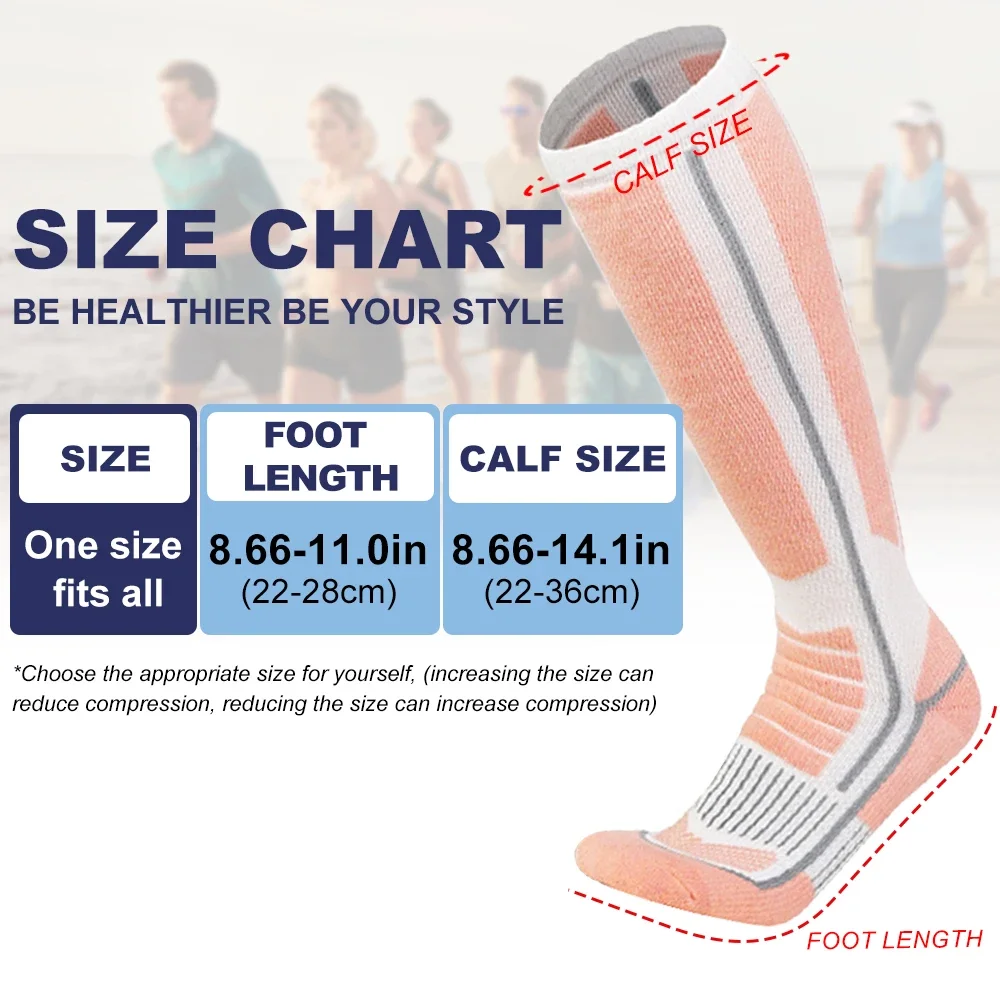 XQQMXX 남녀공용 스키 양말, 온열 무릎 높이, 따뜻한 겨울 스노우 스케이팅, 스노보드 양말, 메리노 울, OTC, 1 쌍