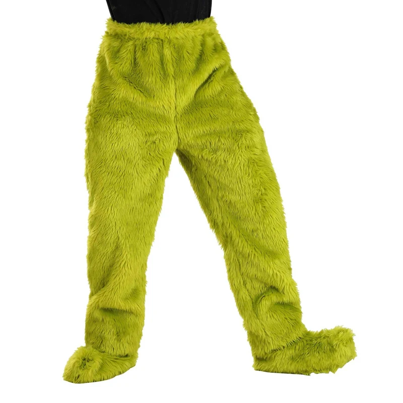 Family Matching Plush Sleepwear Pants Green Christmas Homewear Leisure Pajamas Pants