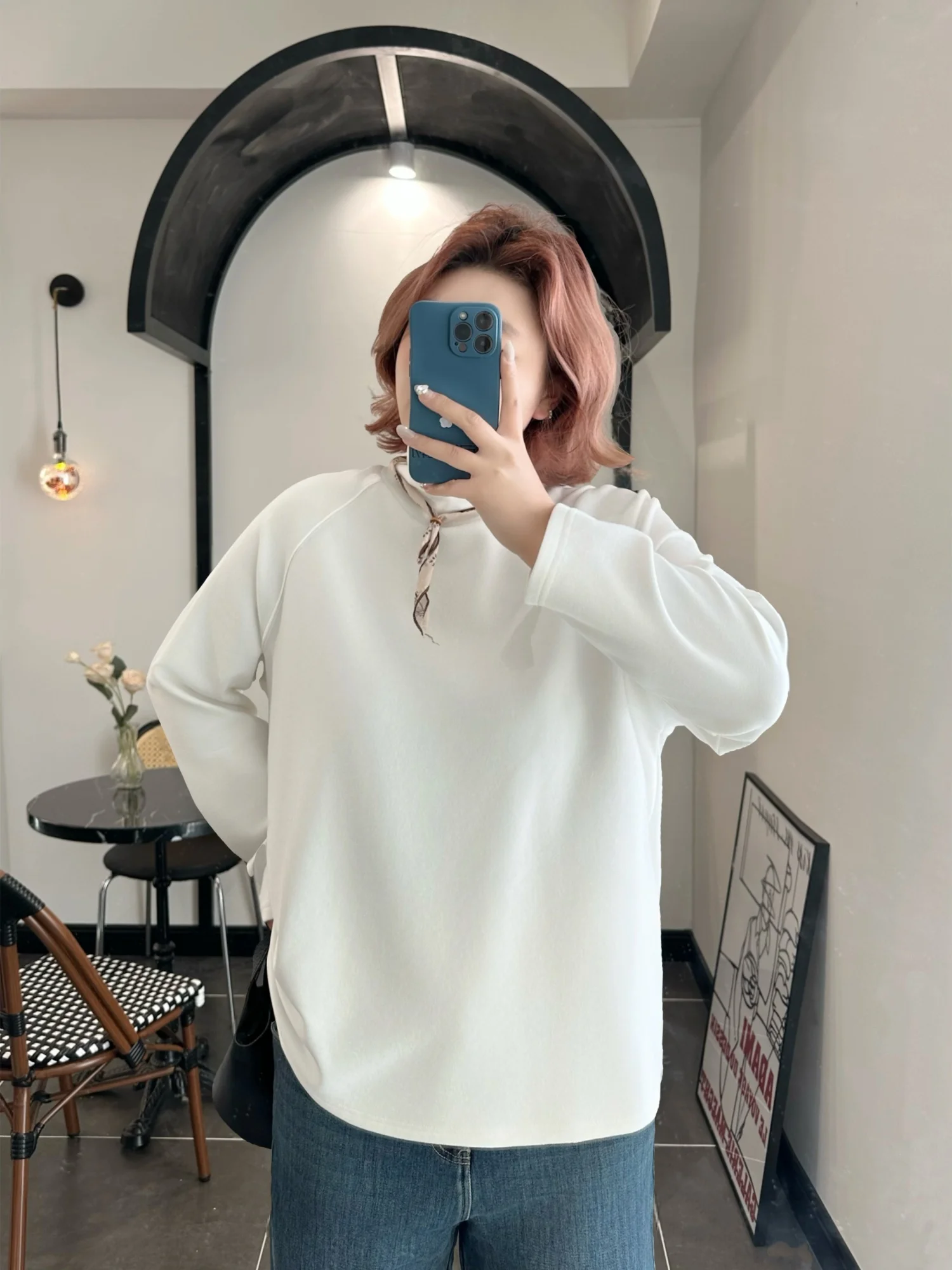 

plus Size High Collar Thermal Shirt Women's Casual Style Thick Sister Dervo Elastic Fiber Standard Fit Commute Wind Autumn Wi...