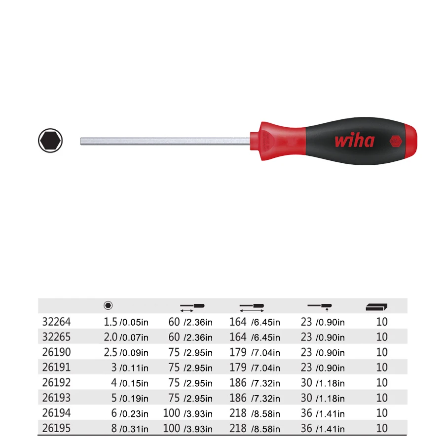 WIHA SoftFinish® Handle 1 PCS Hex Screwdriver Flat Head Hexagon Screwdrivers Repair Tools 322 261 Series