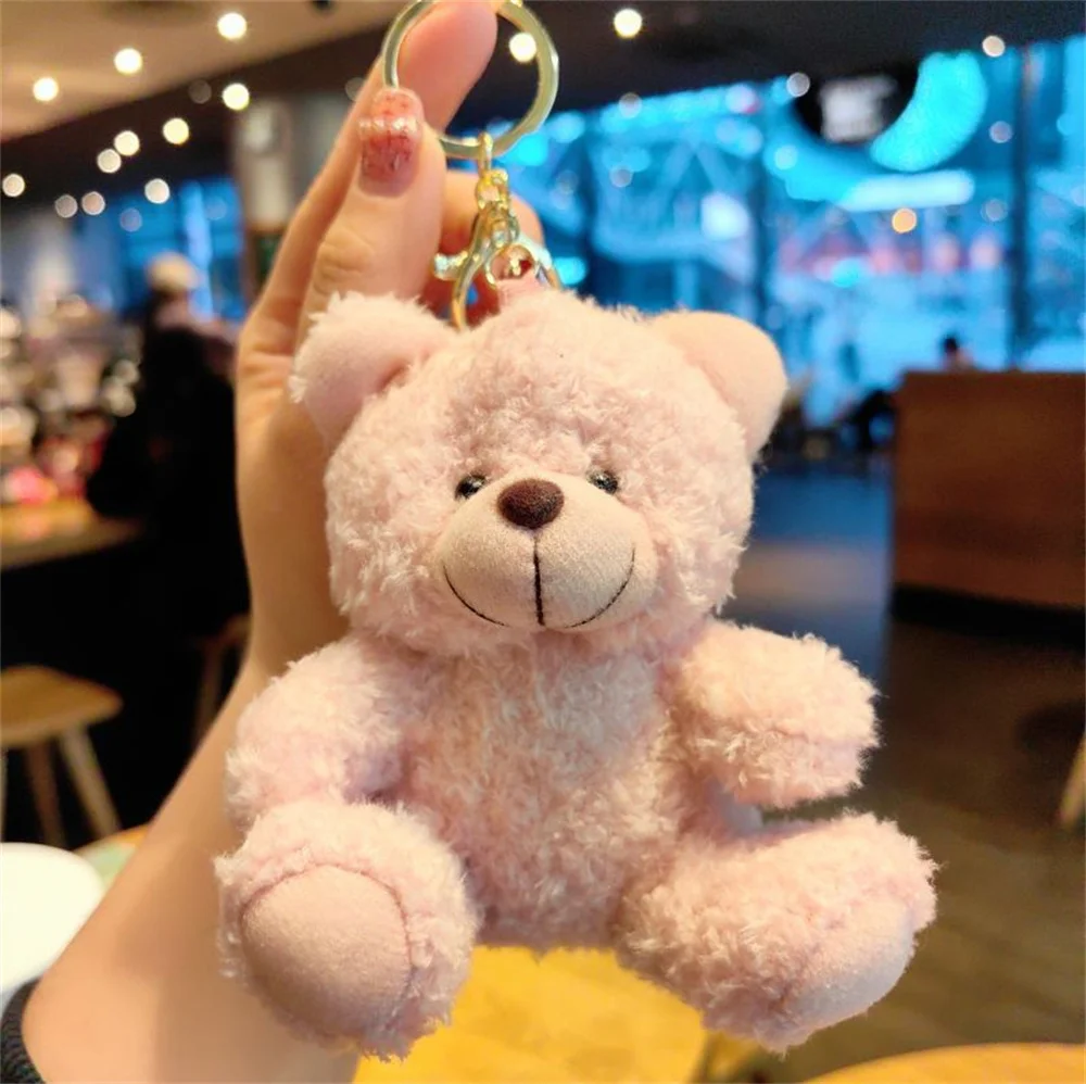 Cute bear cartoon keychain plush doll car key chain girl bag pendant claw machine