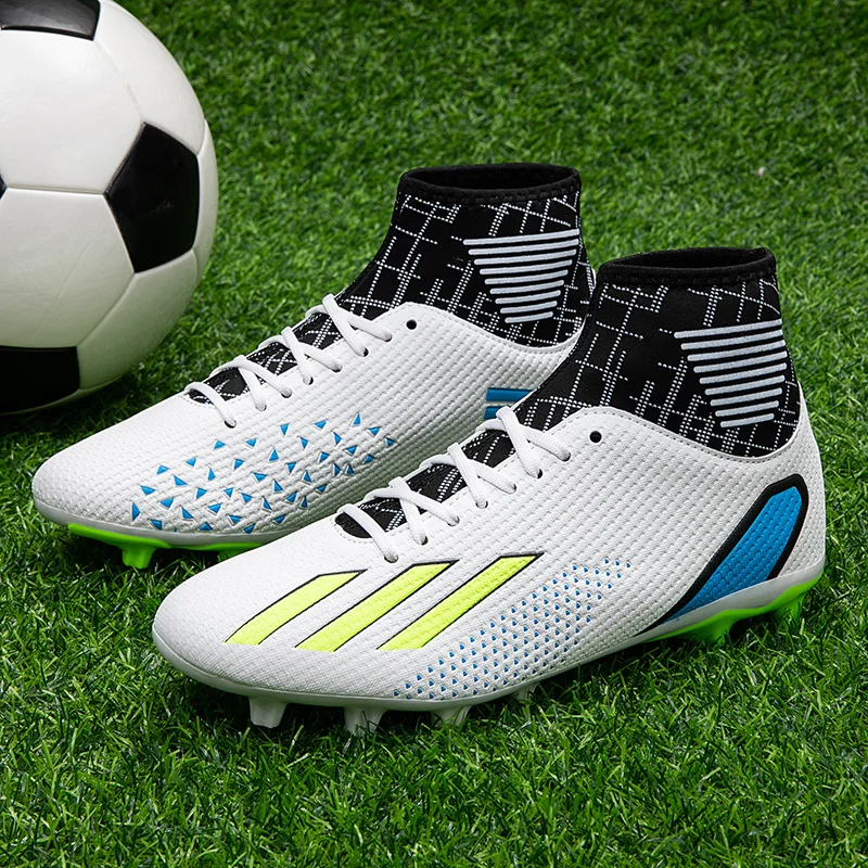 Men Long Spike Football Boots Professional Trainers High Top Soccer Man Shoes Breathable Outdoor Grass Cleats Grassland Sneakers