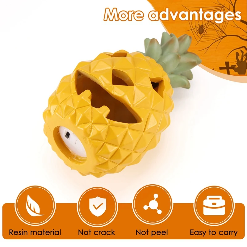 Pineapple Lantern - Yellow Light Halloween Pineapple Lantern Decoration Resin Pineapple Lantern With Inner Light