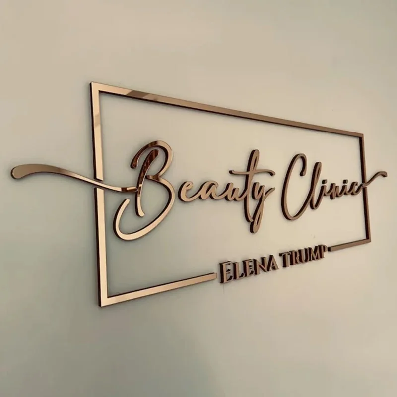 3D Acrylic Wall Sign Custom Business Logo Beauty Salon Hair Studio Office Backdrop Decoration Company Name Advertisement Signage