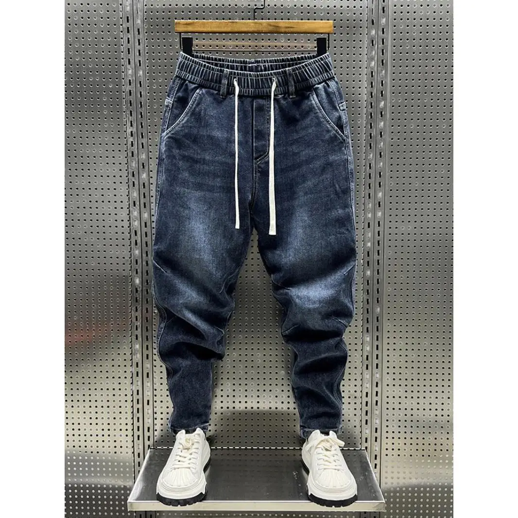 Summer Men's Jeans Loose Fit Harlan Long Pants Youth Fashion Casual Wear Resistant Wearable Elastic Slimming Effect