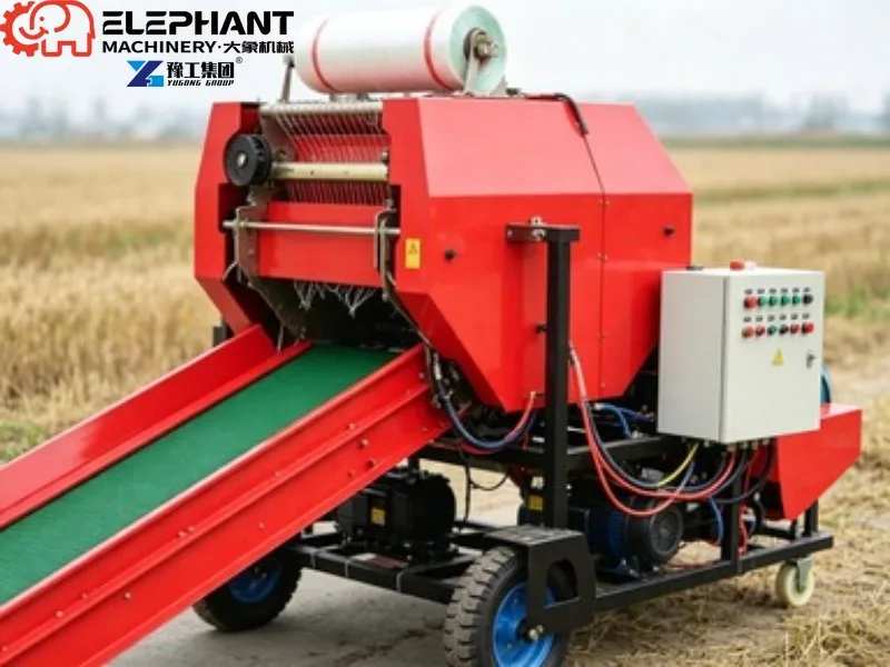 Mini Round Hay Baler Small Roll Straw Silage Baling Machine Agricultural Forage Rolling Baler For Farm Use