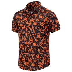 Halloween Shirt Pumpkin 3d Printed Shirts Men's Women's Hawaii Shirts Men's Vocation Blouses Lapel Shirts Cuba Camisas Teens