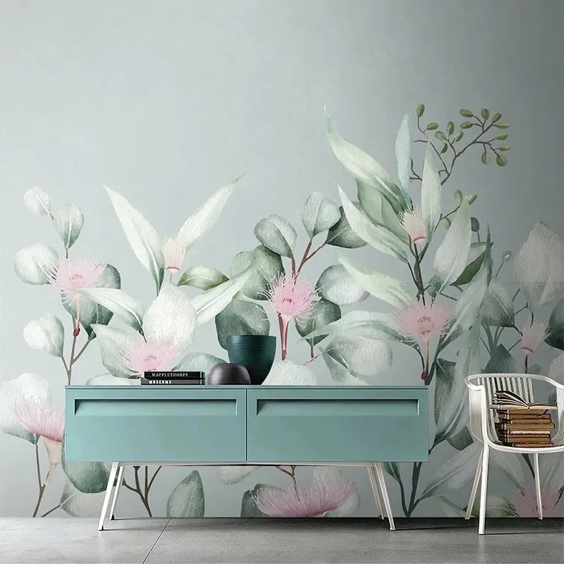 

Custom Mural Wallpaper 3D Pastoral Flowers Watercolor Plants Fresh TV Background Wall Mural Papel De Parede Home Décor Tapety Ar