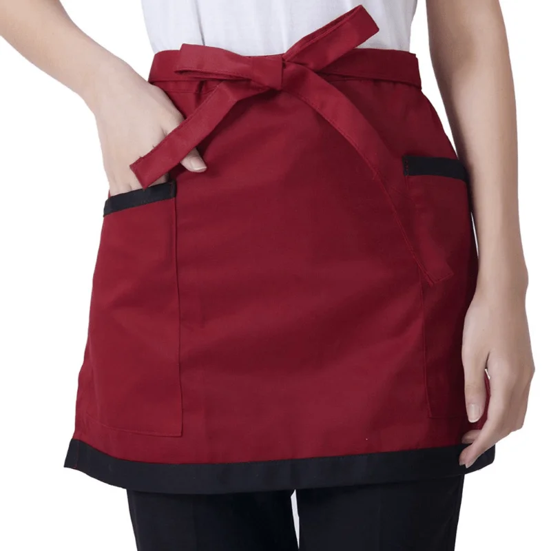 Home Aprons Unisex Short Half Waist Apron With Pockets