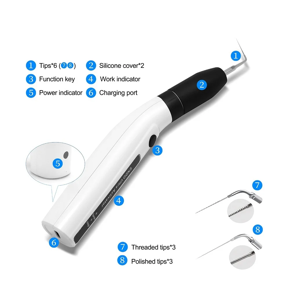 Fogászati Szikratávirát Ultrahangi Aktivátor vel 6 Hang- irrigator tipped, 45khz Fogászat Etimon Csatorna Műszer