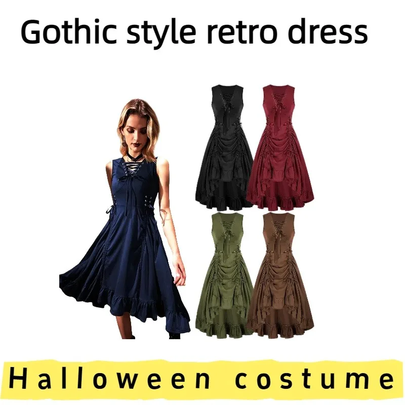 

Women's European American Vintage Evening Gown Gothic Dress for Themed Parties Cosplay Events Formal Gatherings and Celebrations