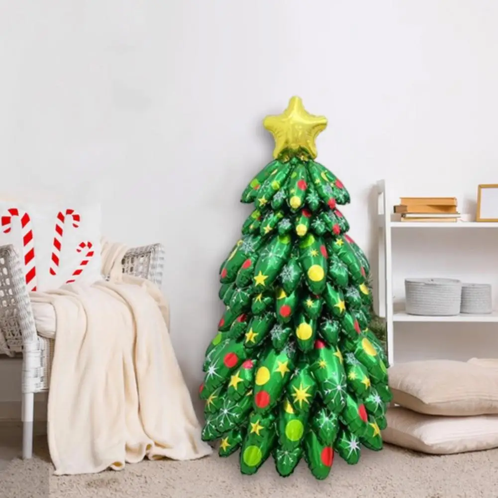 Christmas Tree Balloons Kit Self-Standing Inflatable Xmas Tree With Star Top Aluminum Foil Blow Up Tree Arch Set Indoor Decor