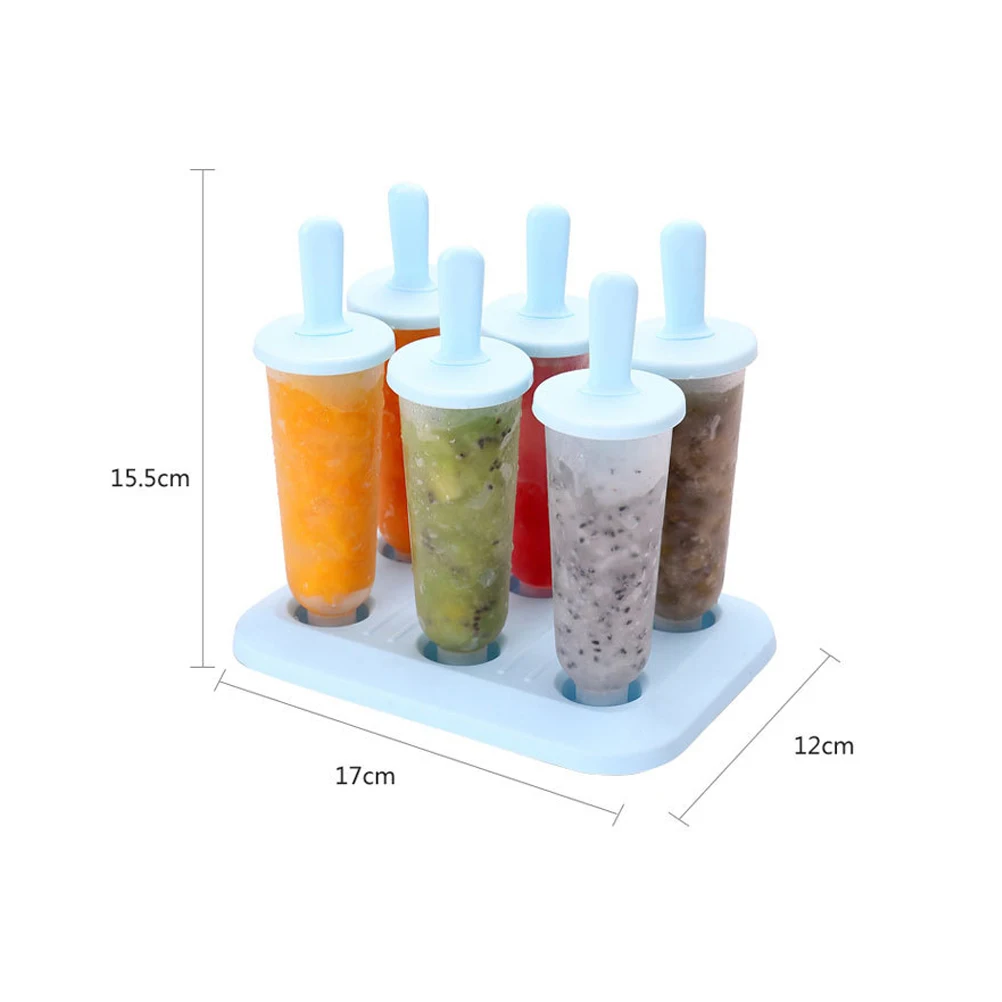 

6 Grids Ice Sticks Mold Food Grade PP Plastic Summer Tool Easy Clean Tray Popsicle Maker Ice Cream Gelatin Fruit Juices Yogurt