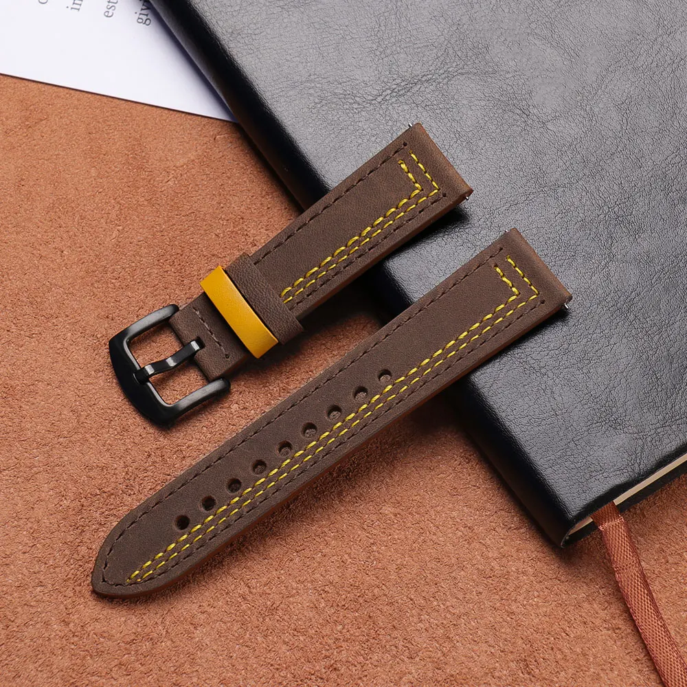 Leather band for Samsung Galaxy watch 6/4/classic/5/pro/Active 2 Retro belt 20mm 22mm smart Loop bracelet huawei gt 3-2-2e strap