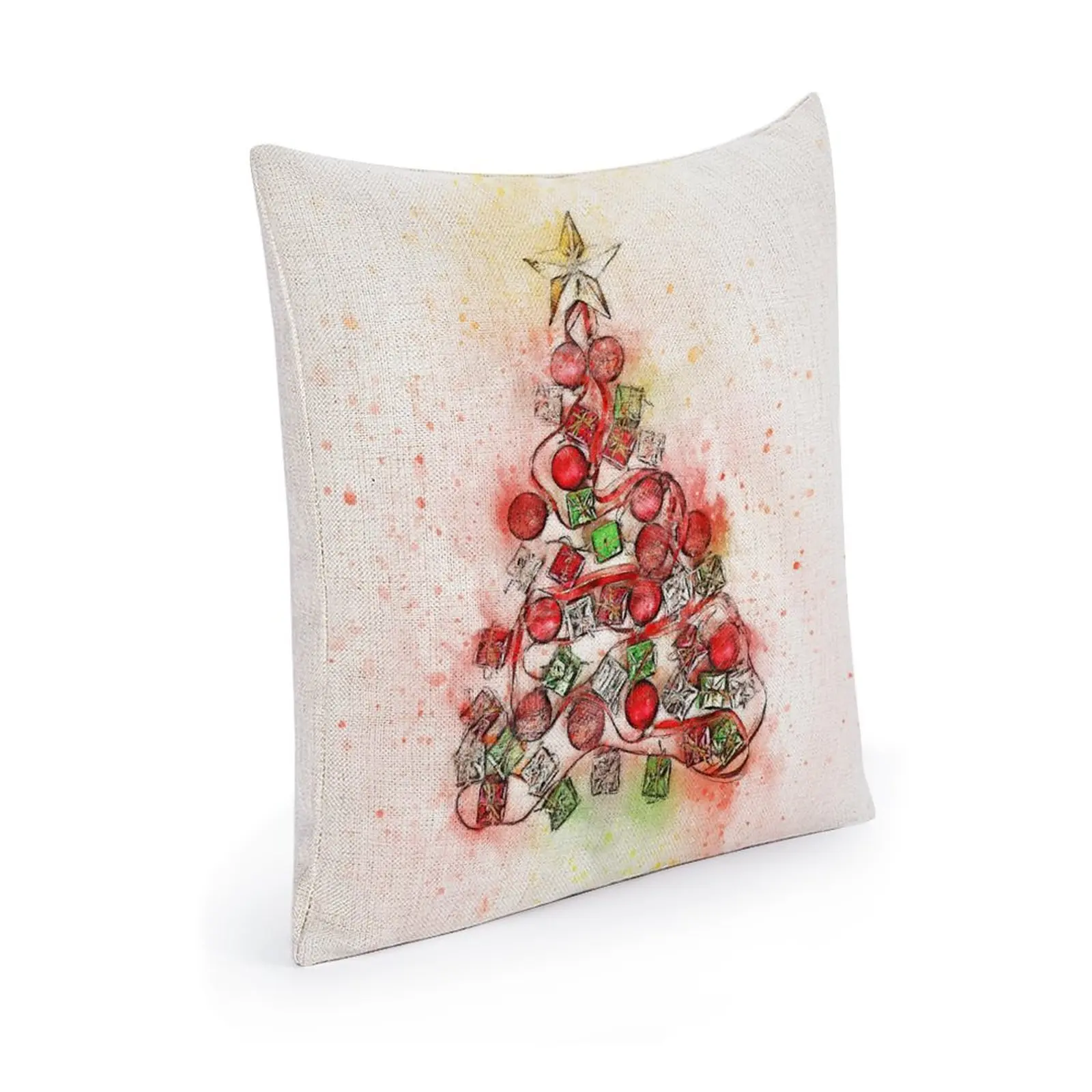 Merry Christmas Throw Pillow Covers 18x18 Inch  Xmas Trees  Farmhouse  Polyester One-sided Printing forLivingroom Bedroom comfor