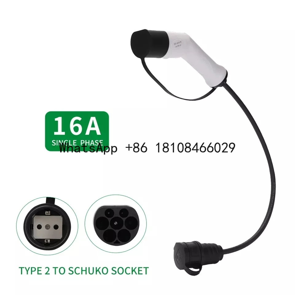 Type 2 to Schuko socket adapter IEC 62196 to Female Plug  Charging Cable Electrical Plug CE connector 16A