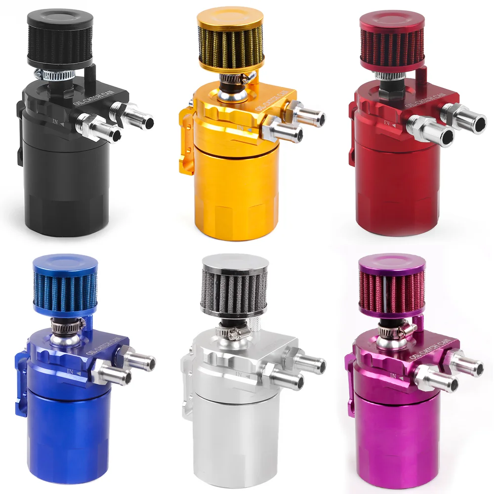 Bartoo-Universal Oil Catch Can Kit Aluminum 400ML Reservoir Baffled Tank with Breather Filter OCC009