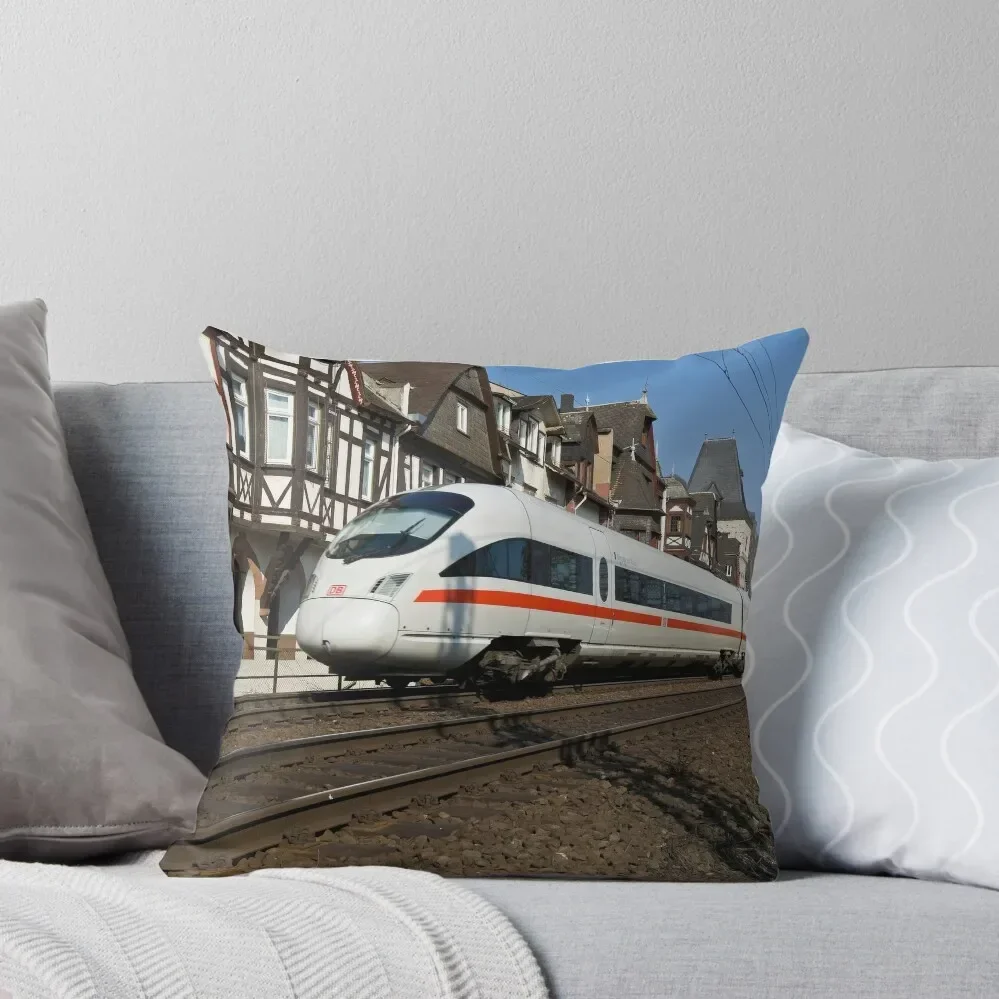 

ICE train passing Bacharach, Germany Throw Pillow Bed pillowcases New year Pillow