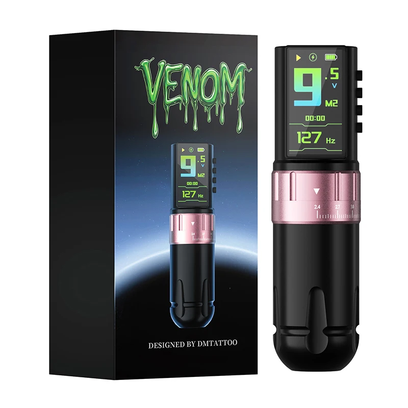 DM Venom 2.4-4.2mm Wireless Tattoo Machine Rotating Tattoo Pen Large Touch Color Screen 2300mAh Battery Suitable for Human Art