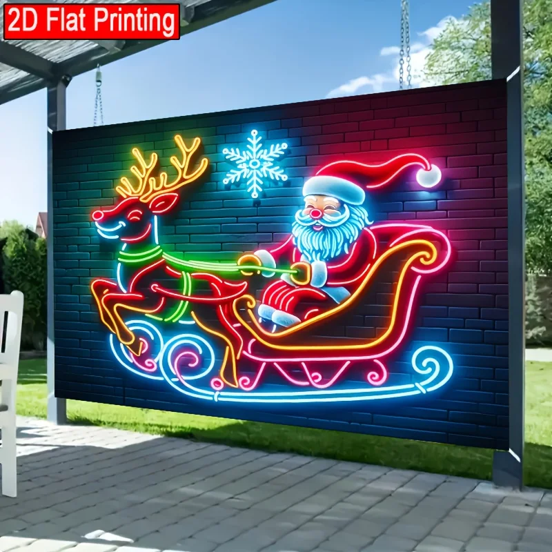 VIKAMA Santa Claus reindeer sled banner living room bedroom office outdoor wall decoration tapestry home decoration