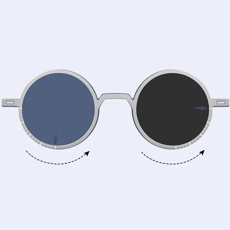 Vintage Round Magnetic Clip Sunglasses Adjustable Darkness Rotating Polarized Myopia Glasses Optics Prescription Eyewear
