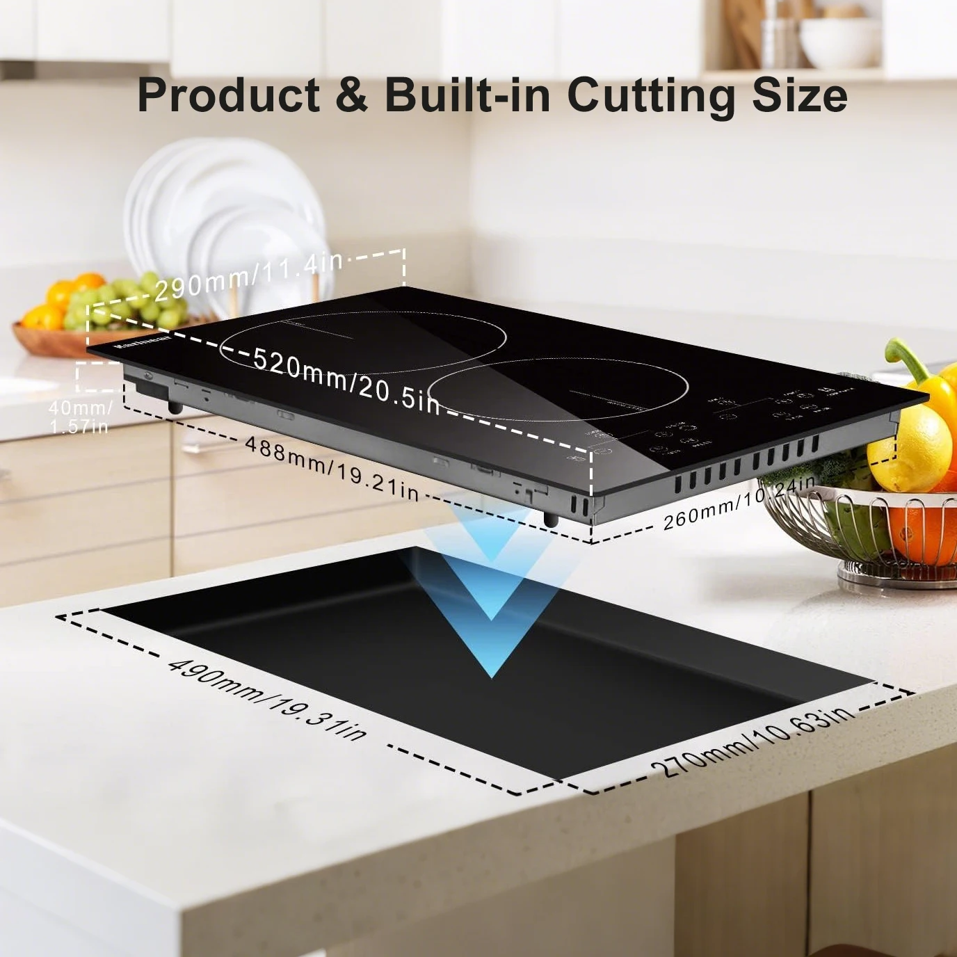 Karinear 2 Burners Electric Cooktop, 120v Plug in Ceramic Cooktop, 12 Inch Countertop & Built-in Electric Stove Top with Child S