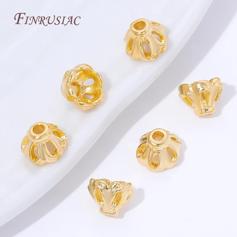 5/10Pcs 18K Gold Plated Flower Spacer Beads,Brass Bead Caps For DIY Bracelet Necklace Jewelry Beading Components image 3