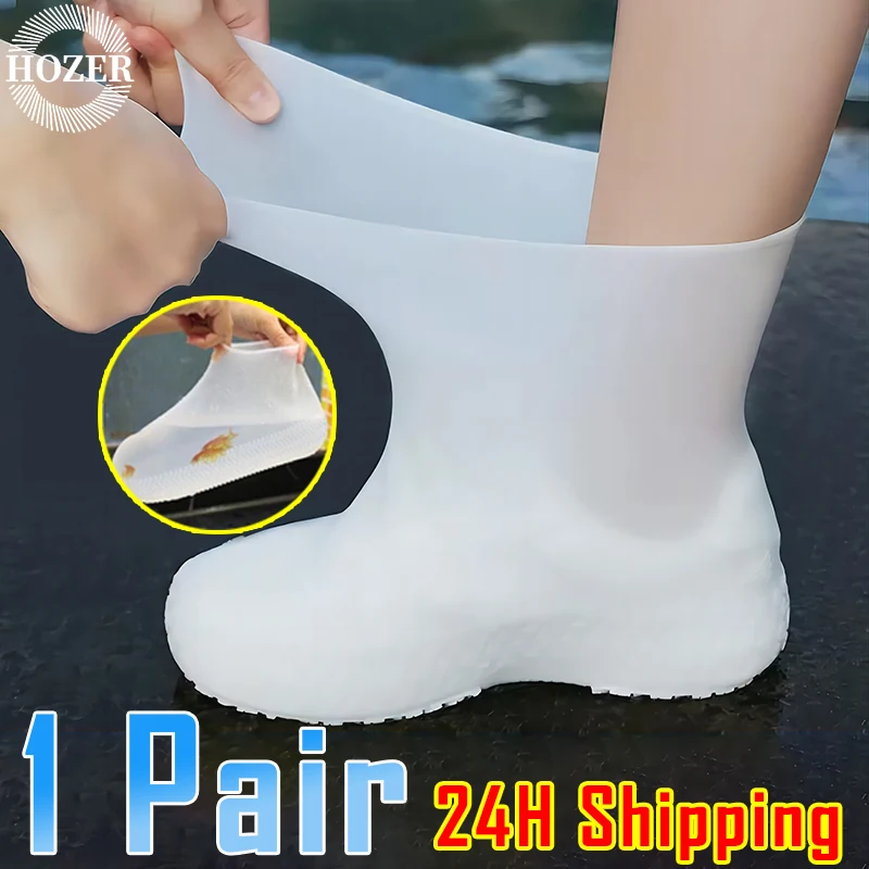 Wasserdichte Silikon-Schuhüberzüge, wiederverwendbar, rutschfest, verschleißfest, Regenschuhüberzüge, Schutz, rutschfester Stiefel für regnerische Tage im Freien