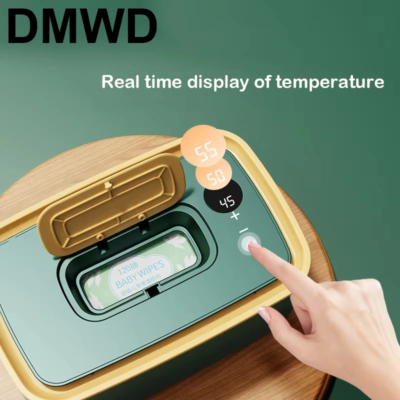 DMWD Electric Baby Wet Tissue Dispenser Paper Case Napkin Heating Storage Box Warmer Temperature Control Thermostat Wipes Heater