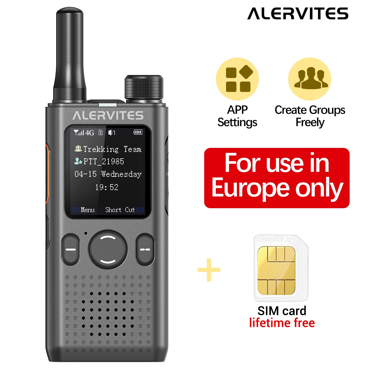 Baofeng AT1 POC-Funkgerät Lebenslange Kostenlose Nutzung Freie Gruppenbildung Globales 4G/5G-Netzwerk Walkie-Talkie Unbegrenzte Reichweite ALERVITES