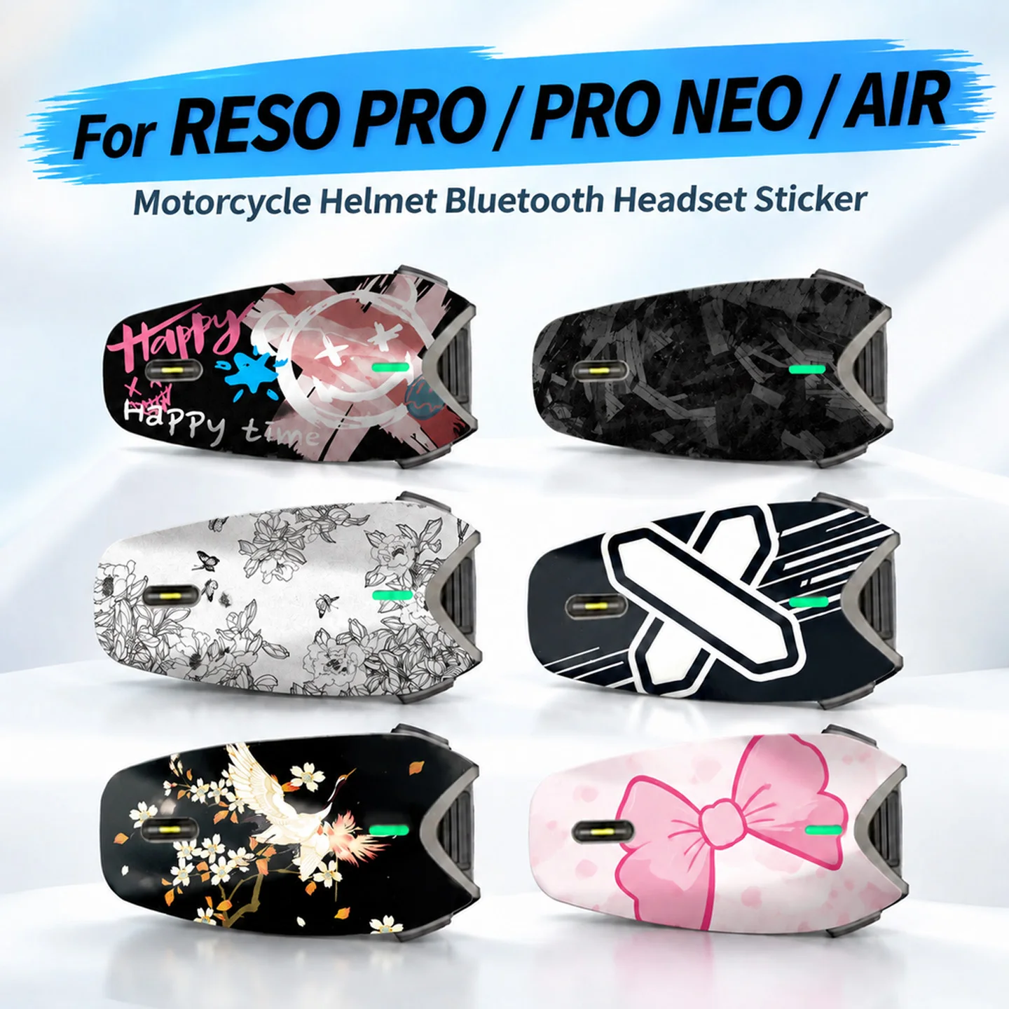 For RESO PRO NEO AIR Motorcycle Helmet Bluetooth Headset Stickers Earphone Headphone Vinyl Decor Protection Decals Accessories