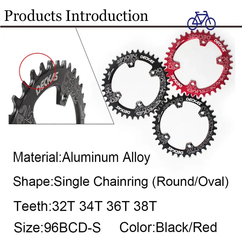 96mm BCD-S Chainring MTB Narrow Wide Bicycle Chain Ring 32T/34T/36T/38T Chainwheel For 8/9/10/11 Speed chain Road Mountain Bike