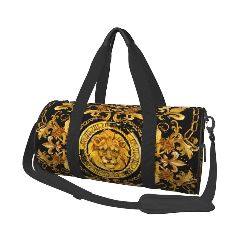 

Custom Golden Lion Baroque Print Travel Duffel Bag Unisex Sports Yoga Gym Bag Outdoor Lightweight Waterproof Fitness Bags