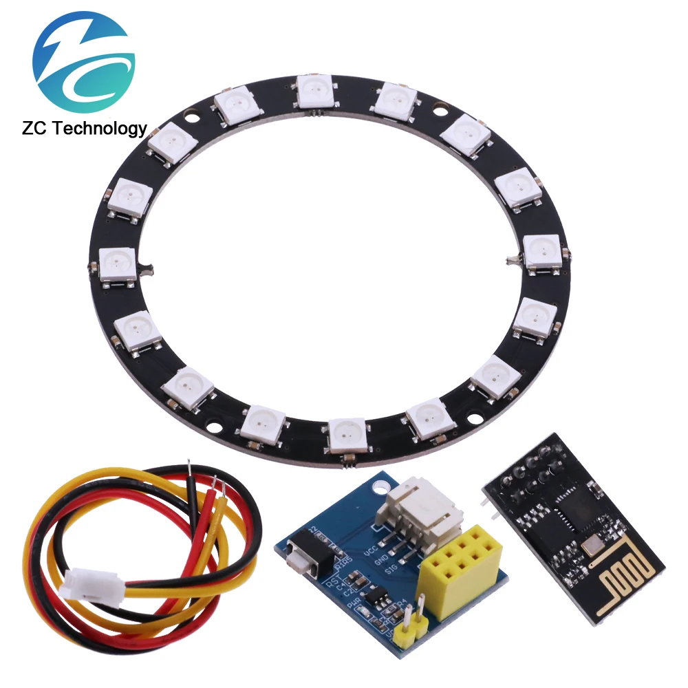 ESP8266 ESP-01 ESP-01S RGB LED Controller Module for Arduino IDE WS2812 WS2812B 16 Bits Light Ring Smart Electronic DIY