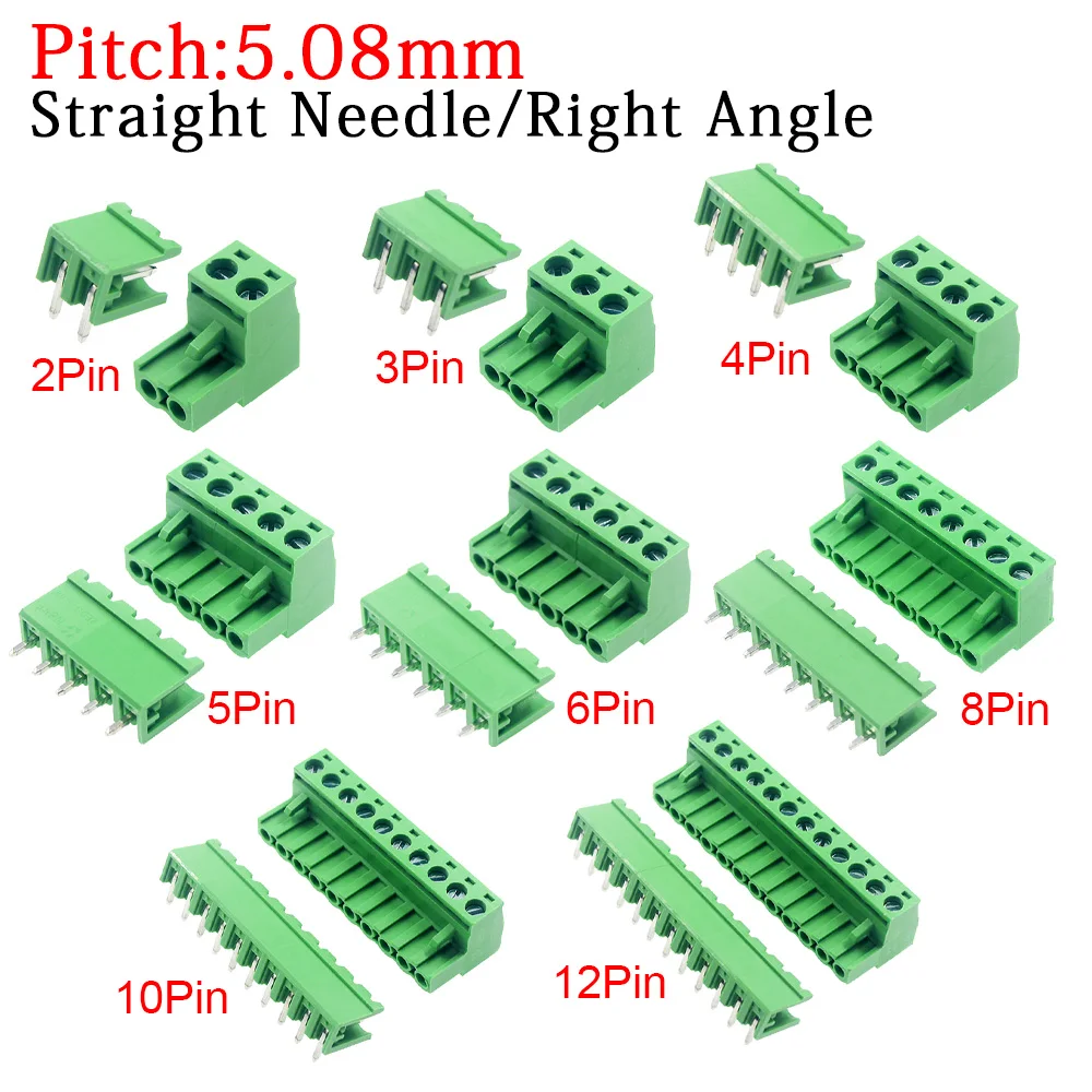 10/5 Pairs Pitch 5.08mm Terminal Block Connector 2EDG 5.08mm 2-12 Pin Pcb Screw Connector Terminal Block 2EDG Socket PCB Screw