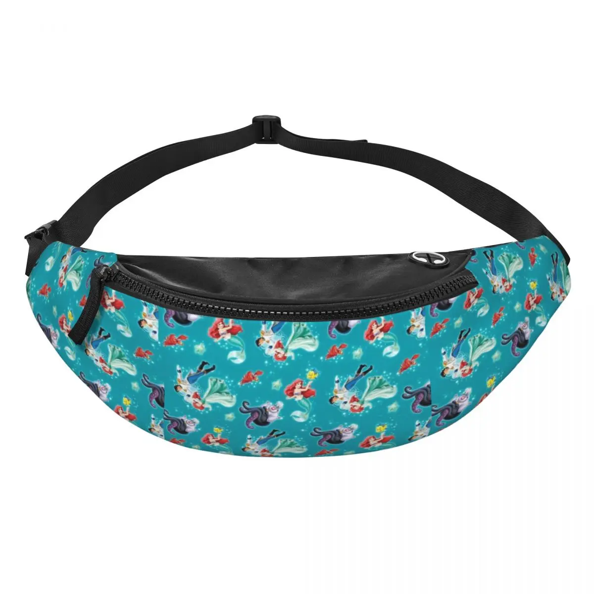 Custom Ariel And Eric Fanny Pack Men Women The Little Mermaid Crossbody Waist Bag for Traveling Phone Money Pouch