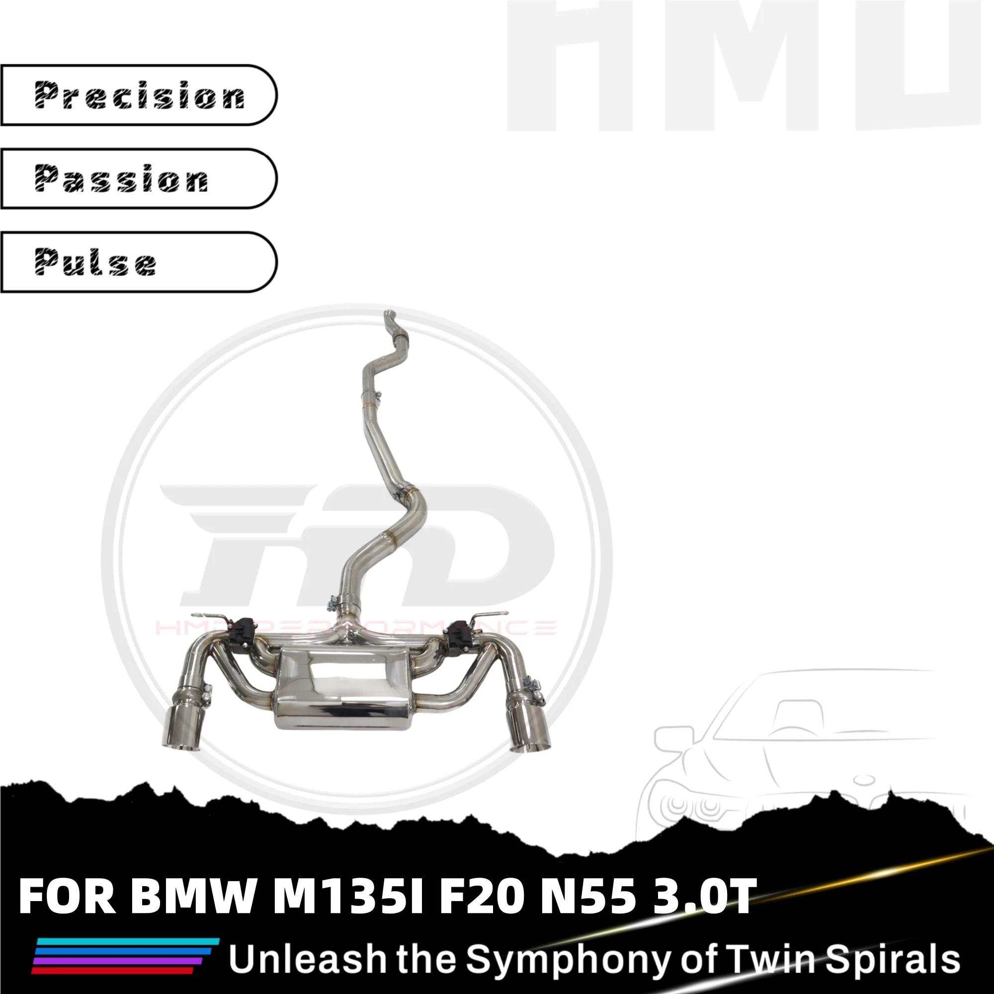 

Горячие продажи HMD SS304 Catback для BMW M135I F20 N55 3.0T, электронные клапаны, глушитель выхлопных газов, наконечники прямой посадки