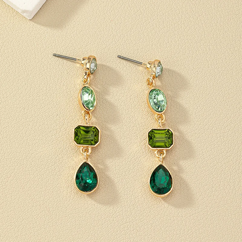 New Green Resin Stone Square Tear Drop Earrings for Women