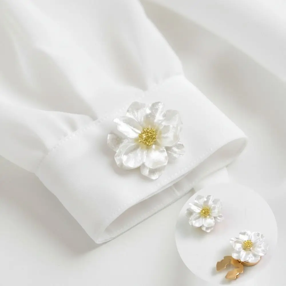Cubiertas de Botones con Forma de Flor para Decoración de Ropa, Cubiertas de Botones de Flor Perlada, Mancuernillas de Flor de Gardenia para Tela