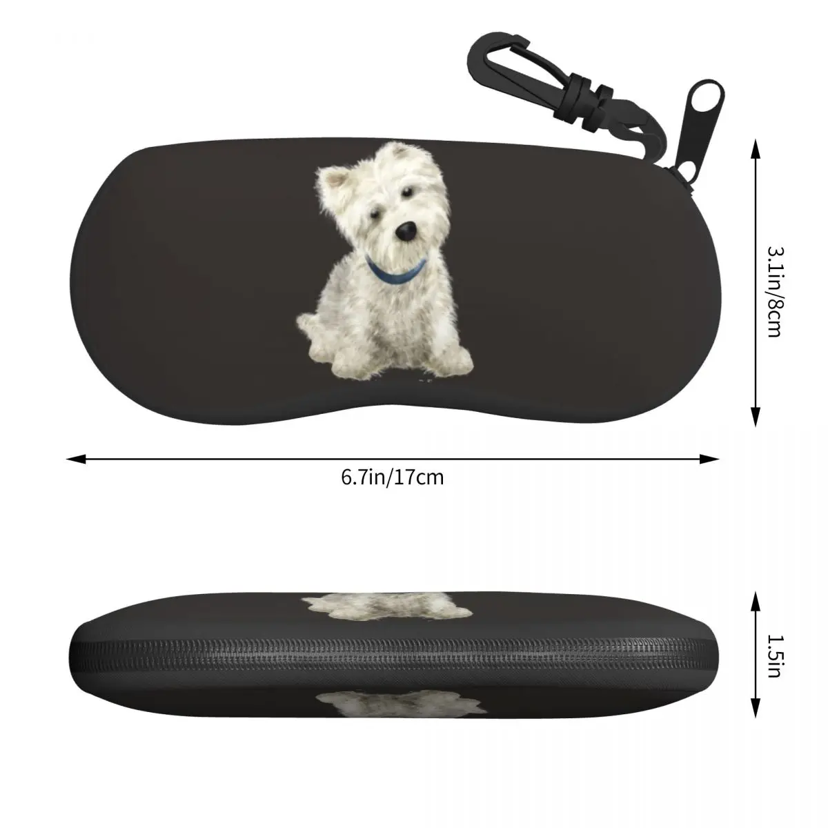 Custom Cute West Highland White Terrier Dog Shell Glasses Case Unisex Cool Westie Puppy Eyeglasses Case Sunglasses Protector Box