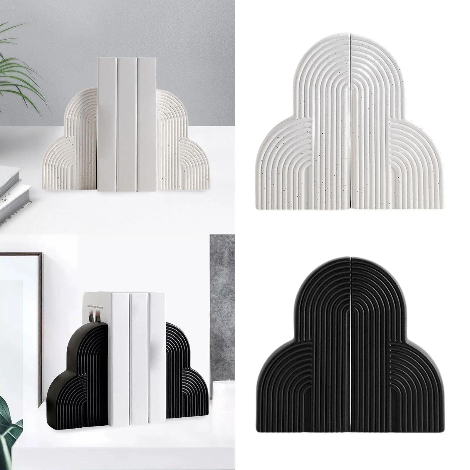 

2Pcs Decorative Bookends Minimalist Organizer Stylish Ornaments Heavy Book Ends for Library Bookshelf Tabletop Desk Shelves