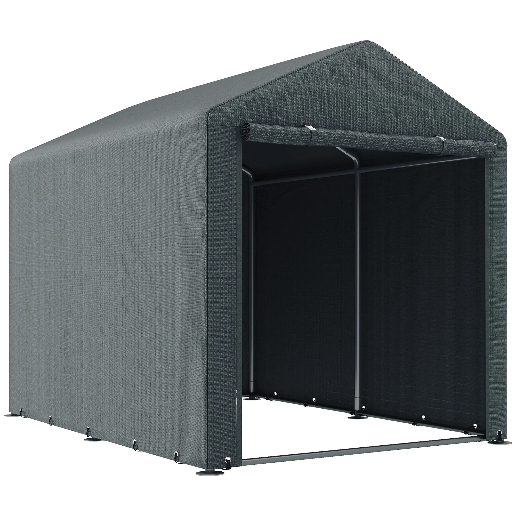 Cobertizo de jardín Outsunny 2x2x2 m, cobertizo exterior para bicicletas con estructura de acero, impermeable y resistente a los rayos UV, carpa de almacenamiento