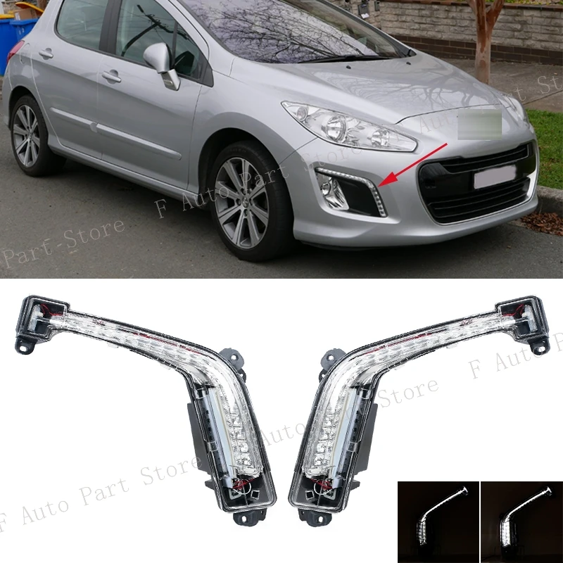 For Peugeot 308 cc Convertible 2011 2012 2013 2014 Car Front Bumper LED DRL Daytime Running Drive Lamp Day Light 6206X4 6208X4