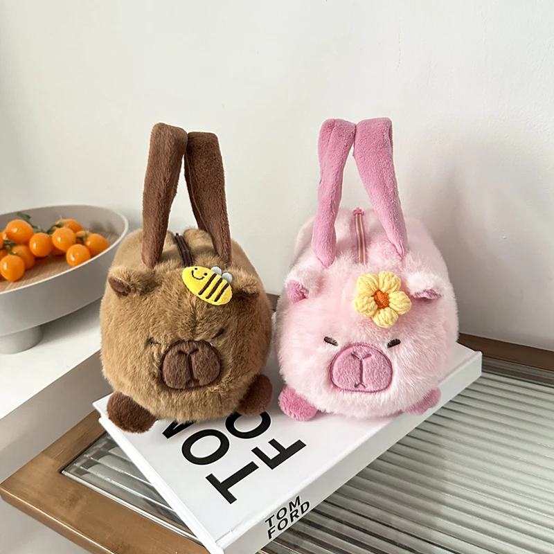 Cute Plush Capibala Capybara Large Capacity Cartoon Shoulder Messenger Bag Portable Commuting Handbag