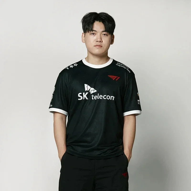 SKT T1 2023 LOL League Faker T1 team jersey, LCK custom jersey, Keria Zeus Gumayusi, polyester electronic sportswear, materials