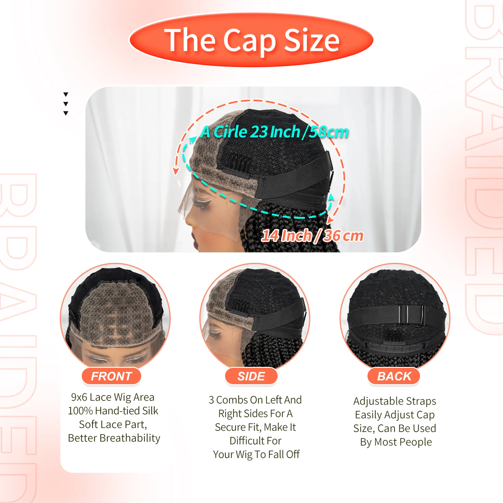 9X6 Lace Front Braided Wigs with Curly Ends Knotless Braided Lace Wigs with Baby Hair Blended Box Braids Wig for Black Women