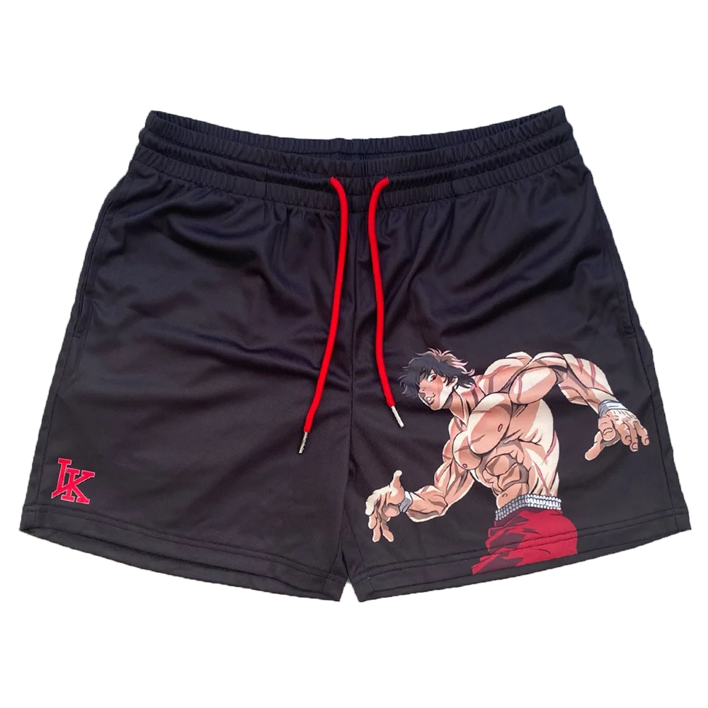 Anime Baki Hanma Shorts Summer Quick Drying Sport Shorts with Martial Arts Fighter Print Breathable Jogger Casual Shorts