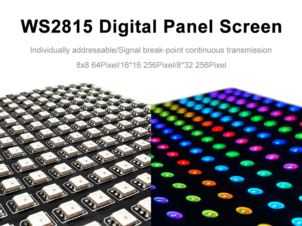 DC12V WS2815 8*8 8*32 16*16 Led Panel 4Pin Individually Addressable 5050 RGB Pixels Matrix Flexible Screen Dual Signal Module