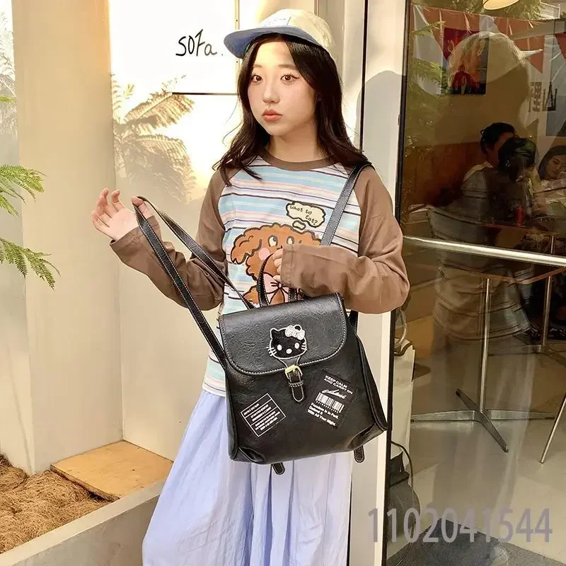  Hello Kitty Luxury Backpack for Women Girls Designer Mini Size School Backpack for College Student PU Leather